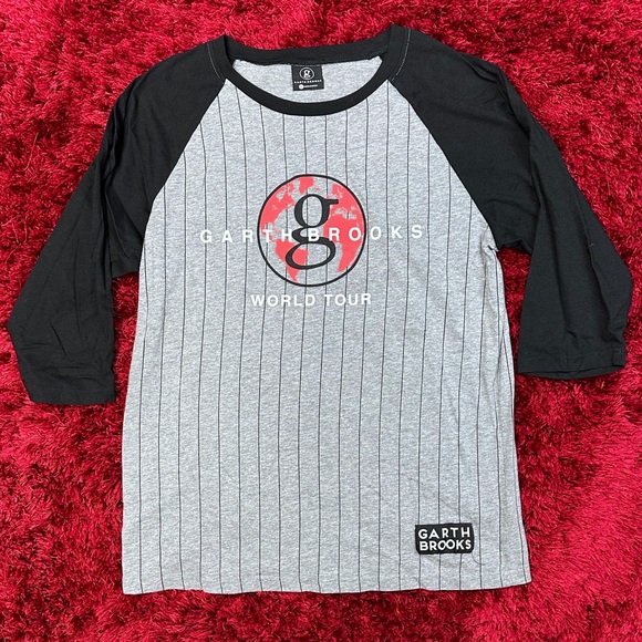 Garth Brooks World Tour 3/4 Sleeve Tee Grey Black XL In Pieces Chase No Fences - Picture 1 of 5